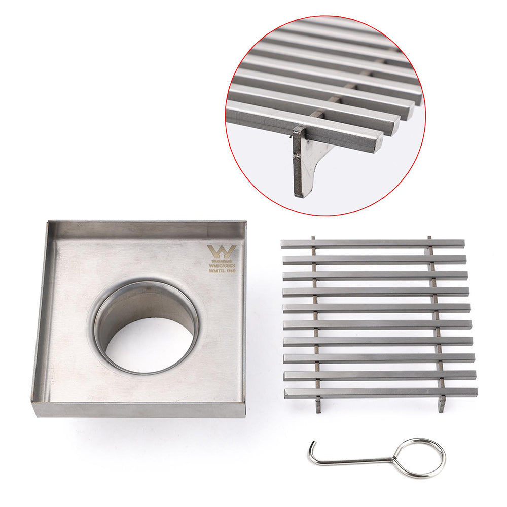Shower Heads & Screens: Bathroom SUS 100mm Square Strip Fence Sword Shower Grate Floor Drain 50mm Outlet