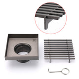 Shower Heads & Screens: Gun Metal SUS 100mm Square Strip Fence Floor Drain Small Shower Grate 50mm Waste