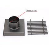 Shower Heads & Screens: Gun Metal SUS 100mm Square Strip Fence Floor Drain Small Shower Grate 50mm Waste