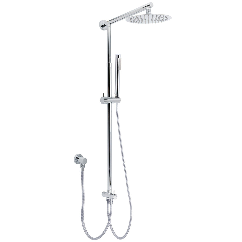 Shower Heads & Screens: WELS Chrome Round 8" Stainless Steel Rain Head Stick Handheld Sliding Rail Arm Dual Shower Set