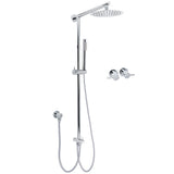 Shower Heads & Screens: WELS Chrome Round 8" Thin Rainfall Head Metal Handheld Sliding Rail Arm Dual Shower Twin Taps Set