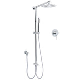 Shower Heads & Screens: WELS Chrome Round 2in1 8" Stainless Steel Rainfall Head Handheld Sliding Wall Rail Shower Mixer Set