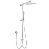 Shower Heads & Screens: WELS Chrome 10" Round Rain Handheld Double Shower Head Rose Sliding Rail Arm Diverter Set