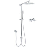 Shower Heads & Screens: WELS Chrome 10" Round Rain Handheld Twin Shower Head Arm Sliding Rail Arm Double Taps Control