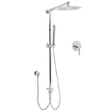 Shower Heads & Screens: WELS Chrome 10" Round Rain Handheld Double Shower Head Arm Sliding Rail Wall Mixer Valve