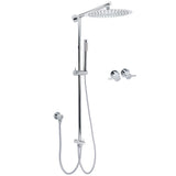 Shower Heads & Screens: WELS Round Large 12" Rain 2in1 Shower Head Stainless Steel Handheld Wall Rail Brass Twin Taps Set