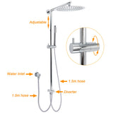 Shower Heads & Screens: WELS Round Large 12" Rain 2in1 Shower Head Stainless Steel Handheld Wall Rail Brass Twin Taps Set