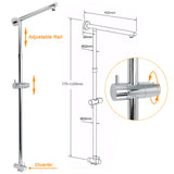 Shower Heads & Screens: WELS Round Large 12" Rain 2in1 Shower Head Stainless Steel Handheld Wall Rail Brass Twin Taps Set