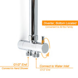 Shower Heads & Screens: WELS Round Large 12" Rain 2in1 Shower Head Stainless Steel Handheld Wall Rail Brass Twin Taps Set