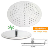Shower Heads & Screens: WELS Round Large 12" Rain 2in1 Shower Head Stainless Steel Handheld Wall Rail Brass Twin Taps Set