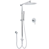 Shower Heads & Screens: WELS Round 12" Rain Twin Shower Head Stainless Steel Handheld Wall Rail Chrome Mixer Valve Set