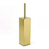 Shower Accessories: Brushed Gold Modern Stainless Steel Square Toilet Brush Wall Mounted Holder Cup