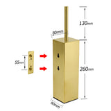 Shower Accessories: Brushed Gold Modern Stainless Steel Square Toilet Brush Wall Mounted Holder Cup