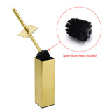 Shower Accessories: Brushed Gold Modern Stainless Steel Square Toilet Brush Wall Mounted Holder Cup