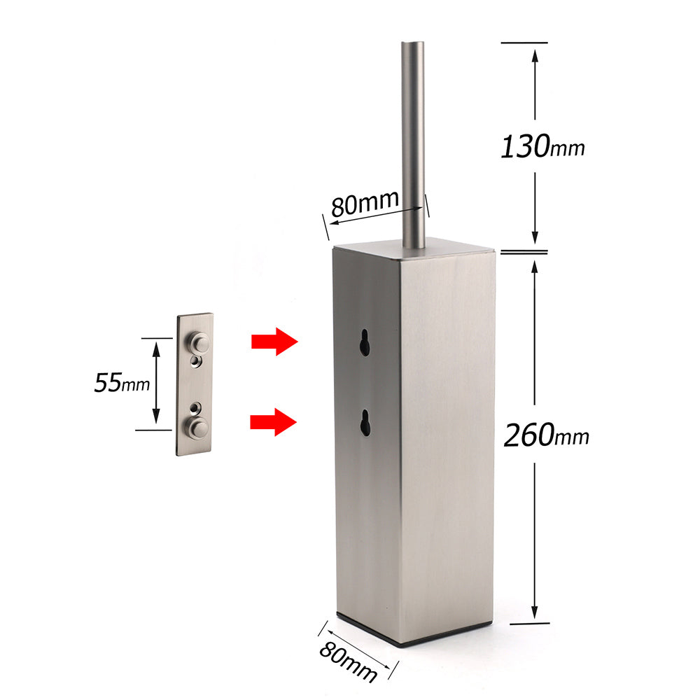 Shower Accessories: Brushed Nickel Cubic Square Toilet Brush Stainless Steel Wall Mounted Holder Cup