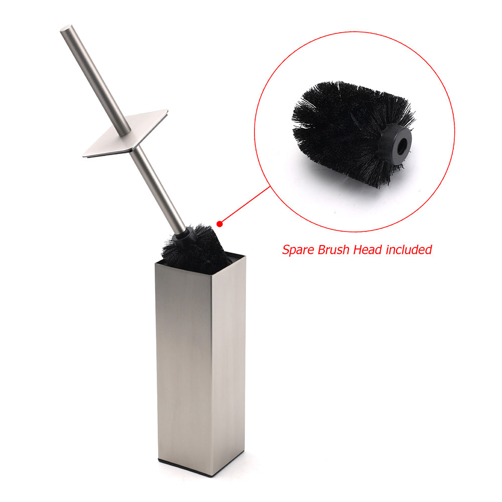 Shower Accessories: Brushed Nickel Cubic Square Toilet Brush Stainless Steel Wall Mounted Holder Cup