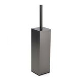 Shower Accessories: Bathroom Gun Metal Grey Square Toilet Brush 304 Stainless Steel Holder Cup Kit