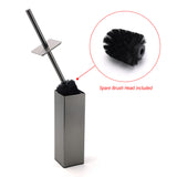 Shower Accessories: Bathroom Gun Metal Grey Square Toilet Brush 304 Stainless Steel Holder Cup Kit