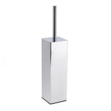 Shower Accessories: Bathroom Polished Chrome Square Standing Toilet Brush Stainless Steel Holder Cup Kit