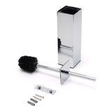 Shower Accessories: Bathroom Polished Chrome Square Standing Toilet Brush Stainless Steel Holder Cup Kit