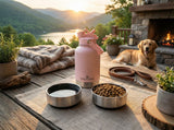 Dog Bowls, Feeders & Waterers: Pawstock 3-in-1 Insulated Dog Water Bottle with Dual Bowls  1L Stainless Steel Travel Bottle - Gray
