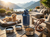 Dog Bowls, Feeders & Waterers: Pawstock 3-in-1 Insulated Dog Water Bottle with Dual Bowls  1L Stainless Steel Travel Bottle - Gray