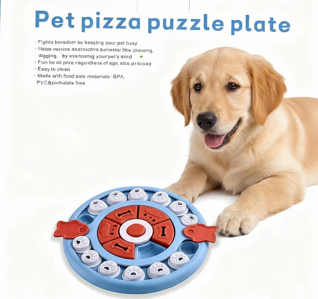 Pizza Puzzle Treat Toy for Dogs & Cats – Interactive Slow Feeder-Blue