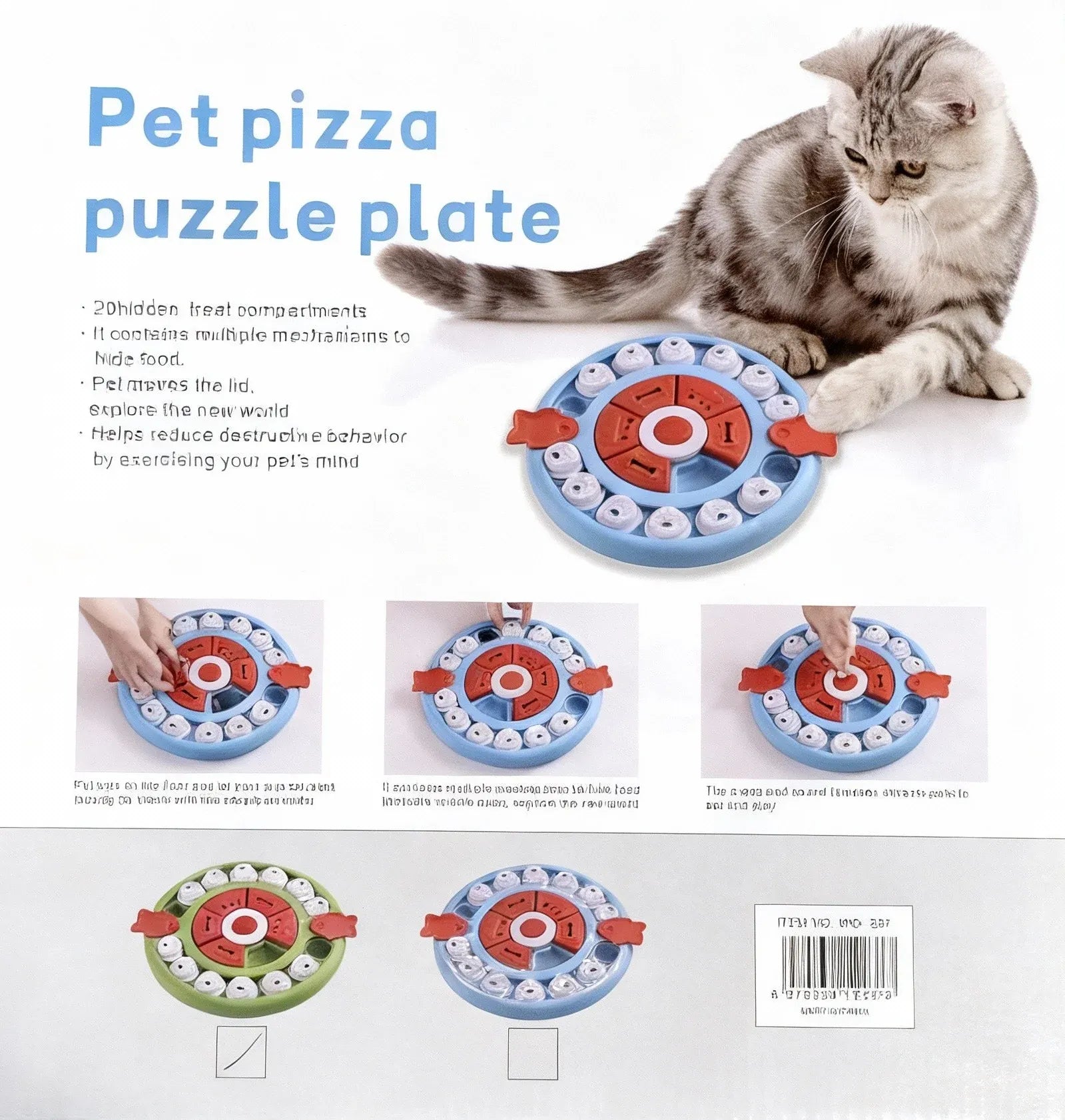 Pizza Puzzle Treat Toy for Dogs & Cats – Interactive Slow Feeder-Blue