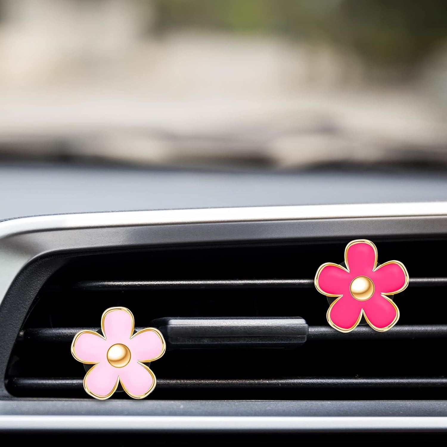 6 Pcs Daisy Flower Air Vent Clip Accessories Air Conditioning Outlet Clip Car Air Freshener Dashboard Accessories Charm Car Inter Decor(3 cm, 3.3 cm,Red, Pink, White)