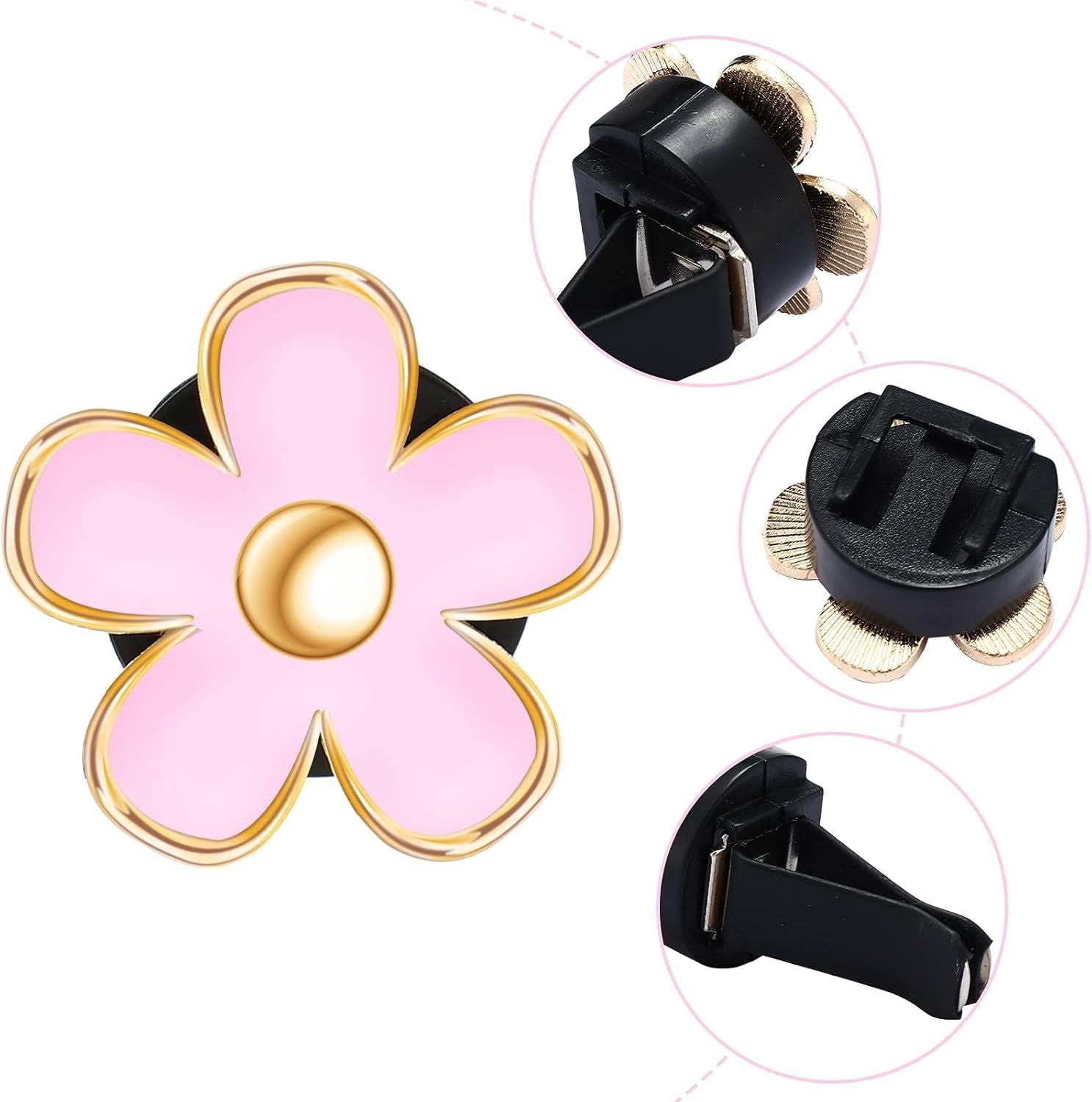 6 Pcs Daisy Flower Air Vent Clip Accessories Air Conditioning Outlet Clip Car Air Freshener Dashboard Accessories Charm Car Inter Decor(3 cm, 3.3 cm,Pink)