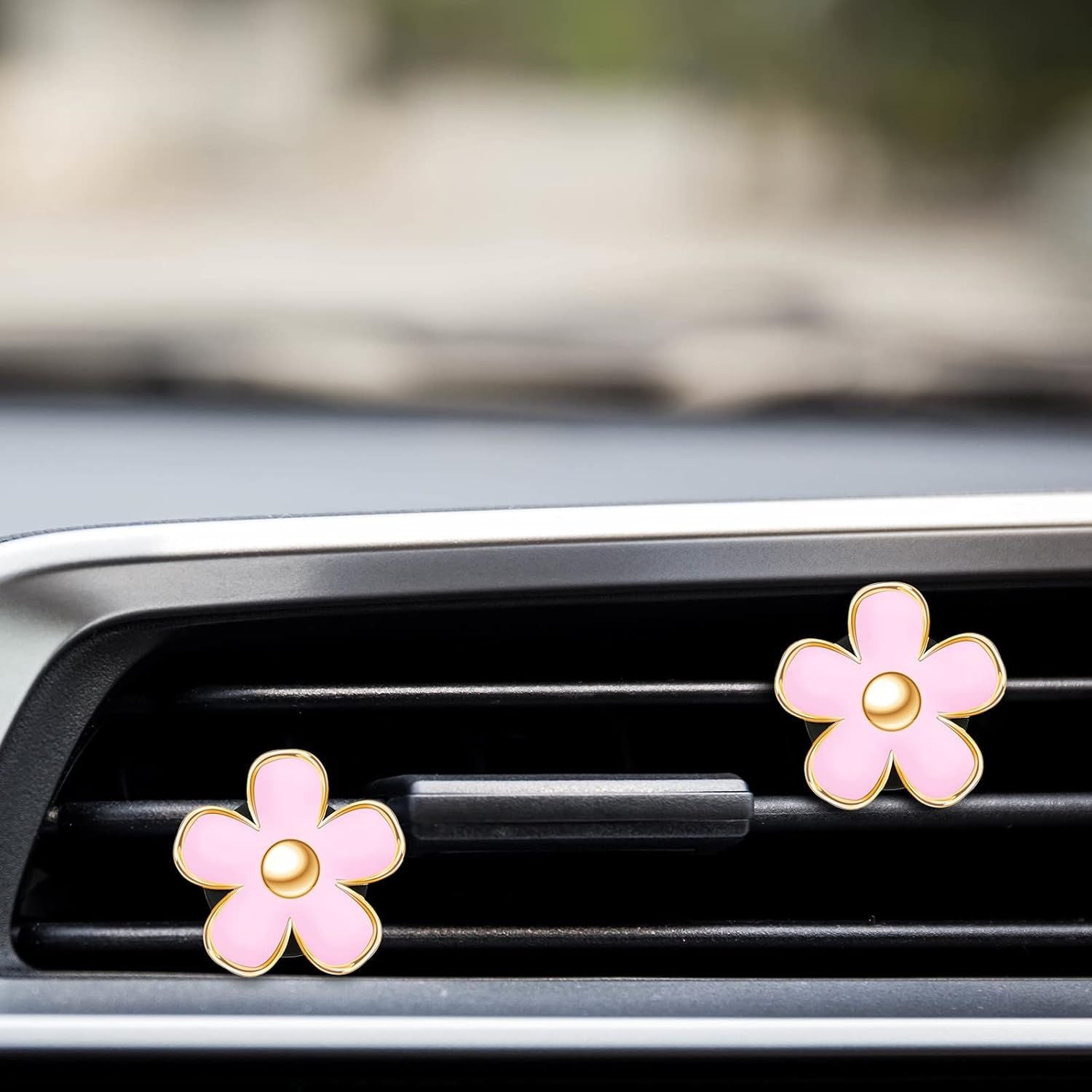 6 Pcs Daisy Flower Air Vent Clip Accessories Air Conditioning Outlet Clip Car Air Freshener Dashboard Accessories Charm Car Inter Decor(3 cm, 3.3 cm,Pink)