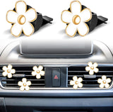 6 Pcs Daisy Flower Air Vent Clip Accessories Air Conditioning Outlet Clip Car Air Freshener Dashboard Accessories Charm Car Inter Decor(3 cm, 3.3 cm,White)