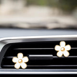 6 Pcs Daisy Flower Air Vent Clip Accessories Air Conditioning Outlet Clip Car Air Freshener Dashboard Accessories Charm Car Inter Decor(3 cm, 3.3 cm,White)