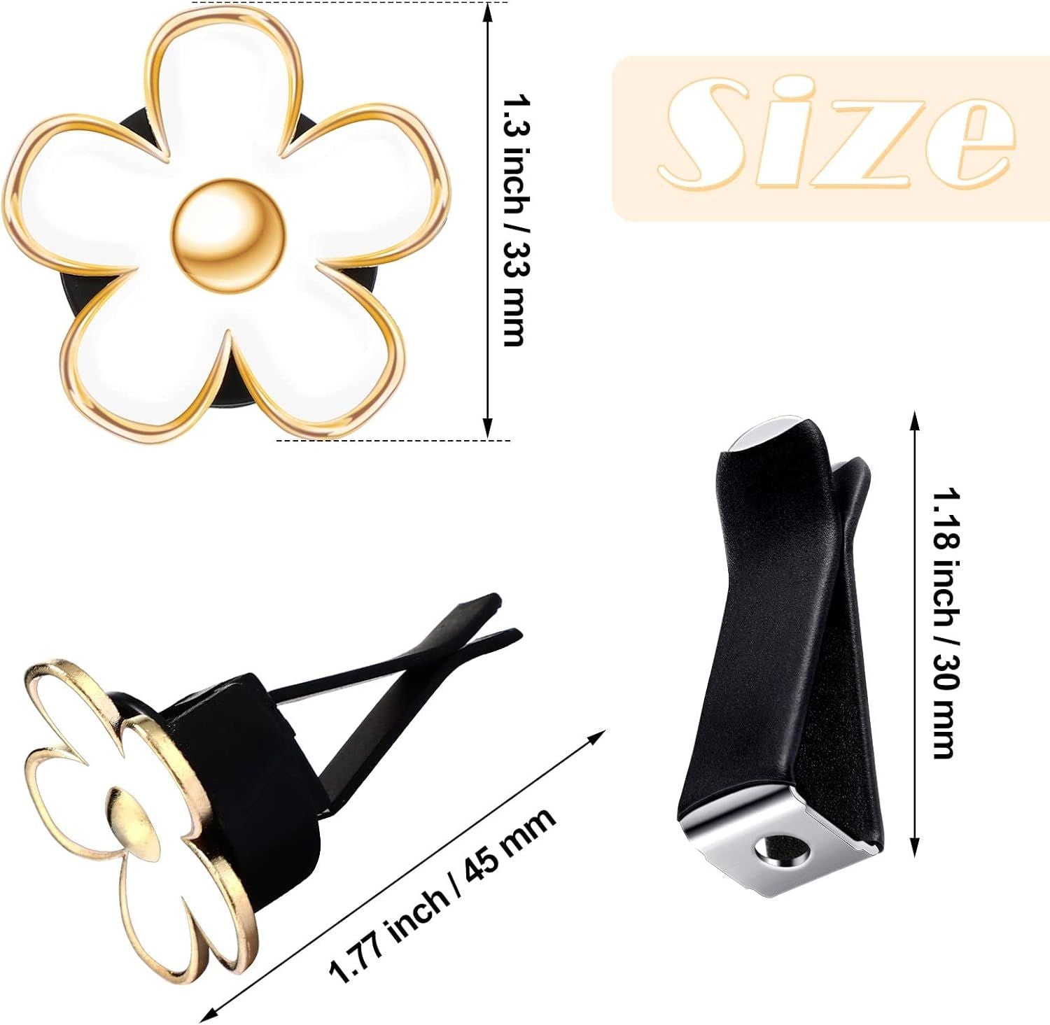 6 Pcs Daisy Flower Air Vent Clip Accessories Air Conditioning Outlet Clip Car Air Freshener Dashboard Accessories Charm Car Inter Decor(3 cm, 3.3 cm,Red, White, Black)