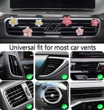 Cute Car Air Fresheners Vent Clips 6 PCS, Flower Air Vent Clips Pink Car Accessories Interior Aesthetic Women Automobile Air Conditioning Vents Decorations