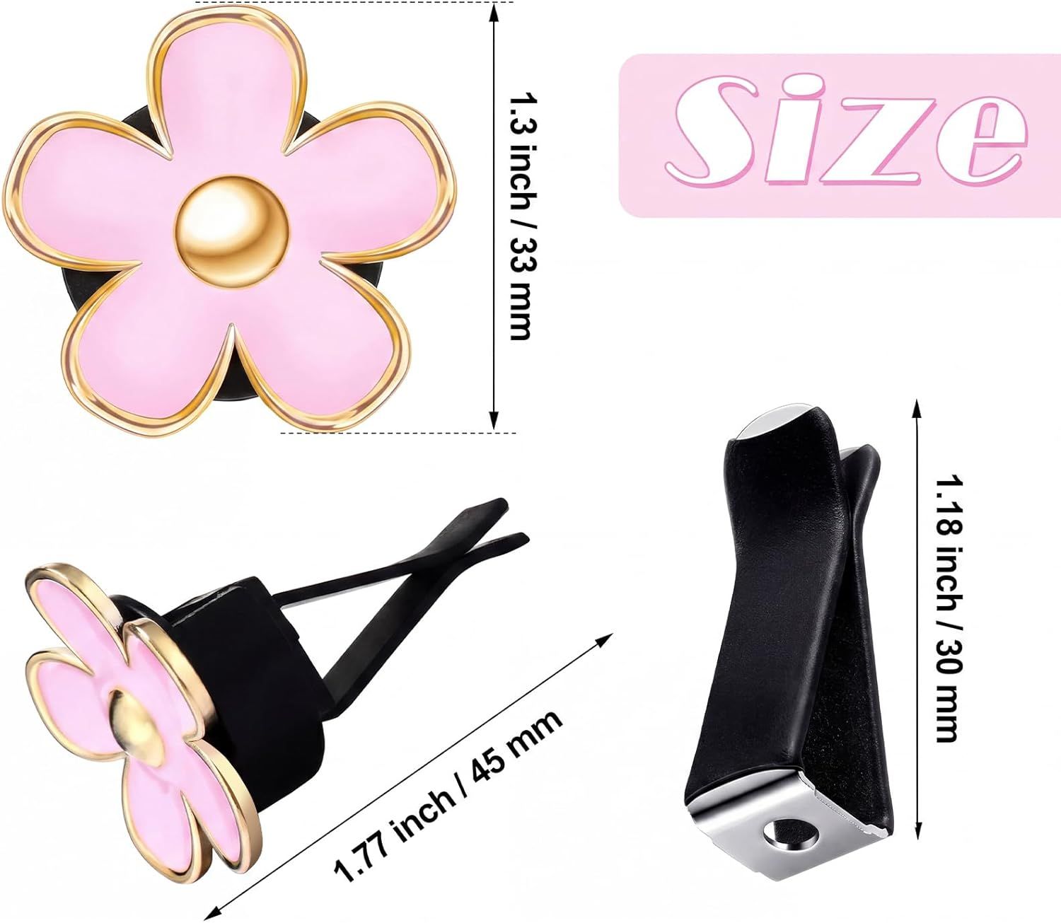 6 Pcs Daisy Flower Air Vent Clip Accessories Air Conditioning Outlet Clip Car Freshener Dashboard Accessories Charm Car Inter Decor (Green, Pink,White,3/3.3 cm)