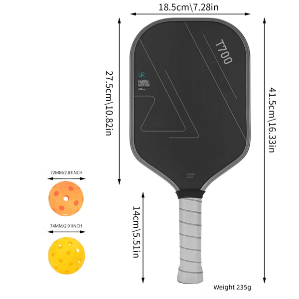 Red‑Black T700 Carbon Fiber Pickleball Paddle Set, 16mm Textured Matte Surface, Complete Kit with Oxford Carry Bag & Pickleball Balls
