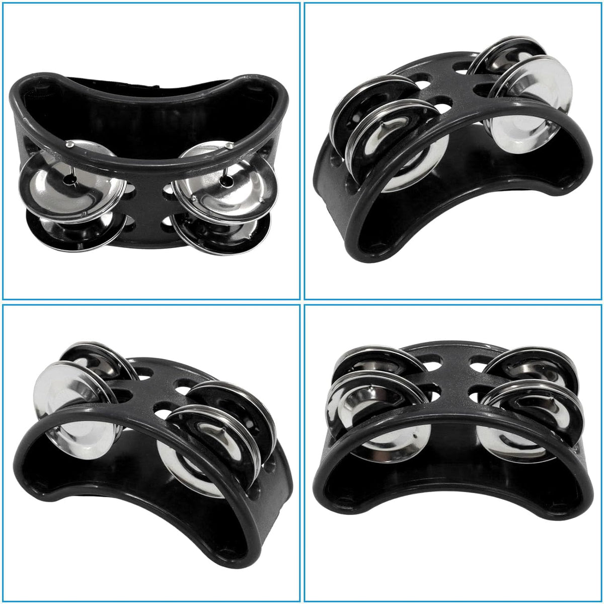 2 PCS Foot Tambourine Percussion Musical Foot Tambourine Pedal Steel Jingle Bells, Percussion Instrument Foot Shaker Adjustable, Steel Jingle Bells for Drum & Guitar Playing/Adults, Black