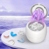 Ultrasonic Retainer Cleaner Machine 45kHz Ultrasonic Dentures Cleaner for Night Guards Braces Aligner White