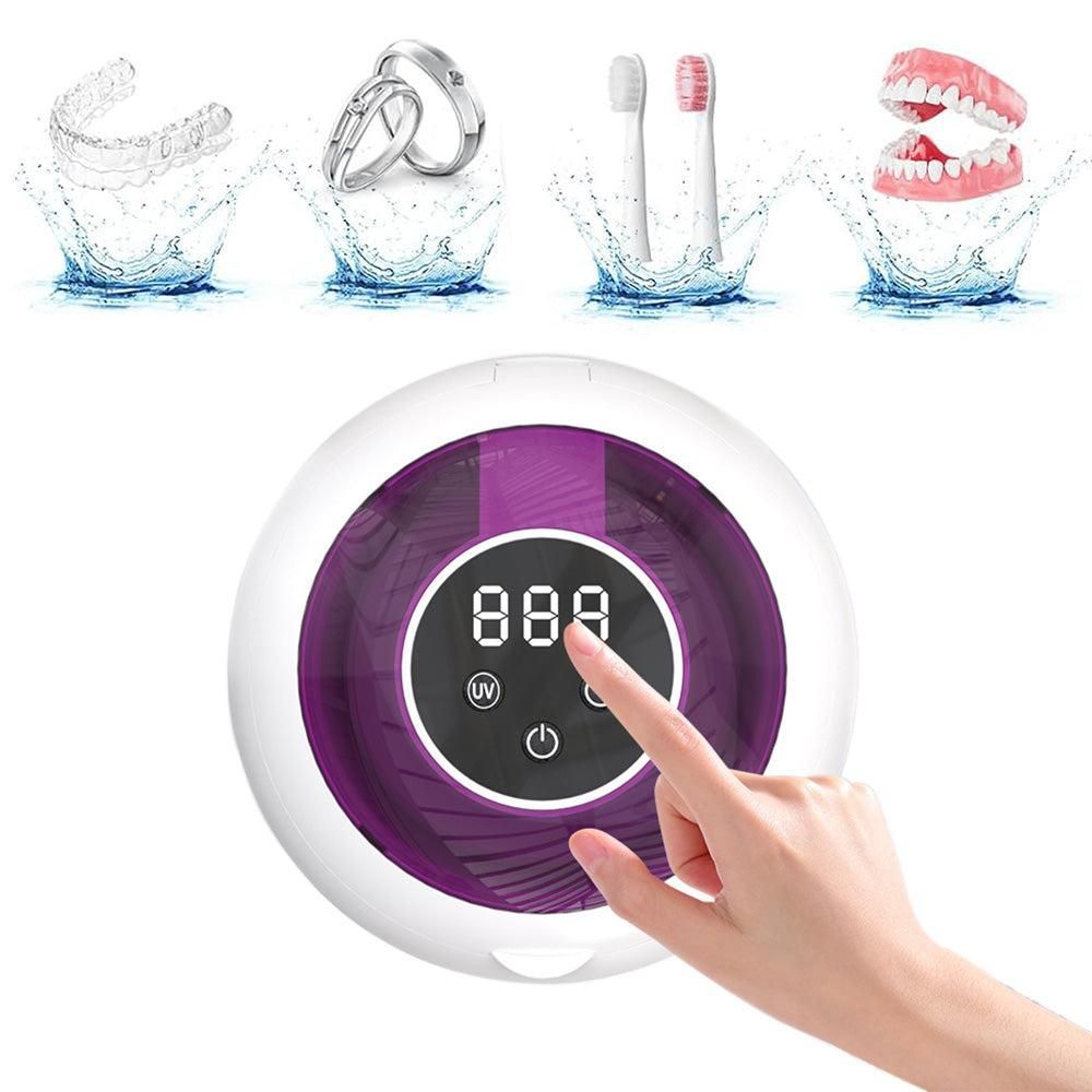 Ultrasonic Retainer Cleaner Machine 45kHz Ultrasonic Dentures Cleaner for Night Guards Braces Aligner White