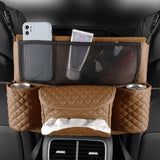 Car Handbag Purse Holder Between Seats Car Consoles Storage Bag Auto Seat Barrier-Beige
