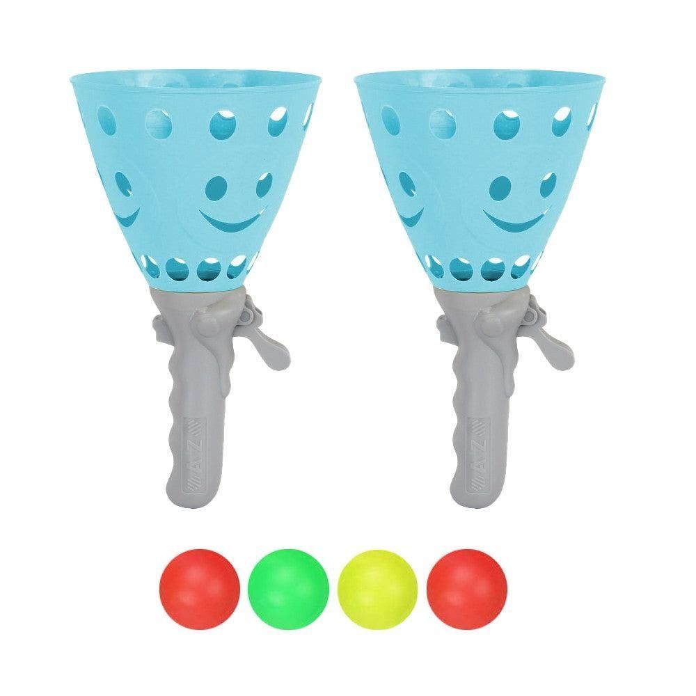 Catch Ball Game with 2 Catch Launcher Baskets and 4 Balls Blue