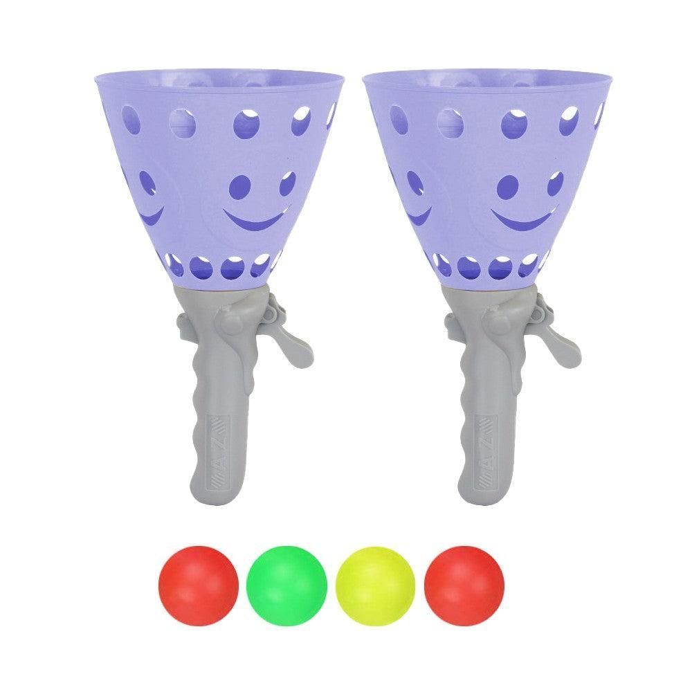 Catch Ball Game with 2 Catch Launcher Baskets and 4 Balls Yellow
