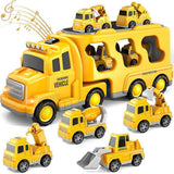 Construction Truck Toys with 6 Mini Cars for Electric Carrier Toy Set