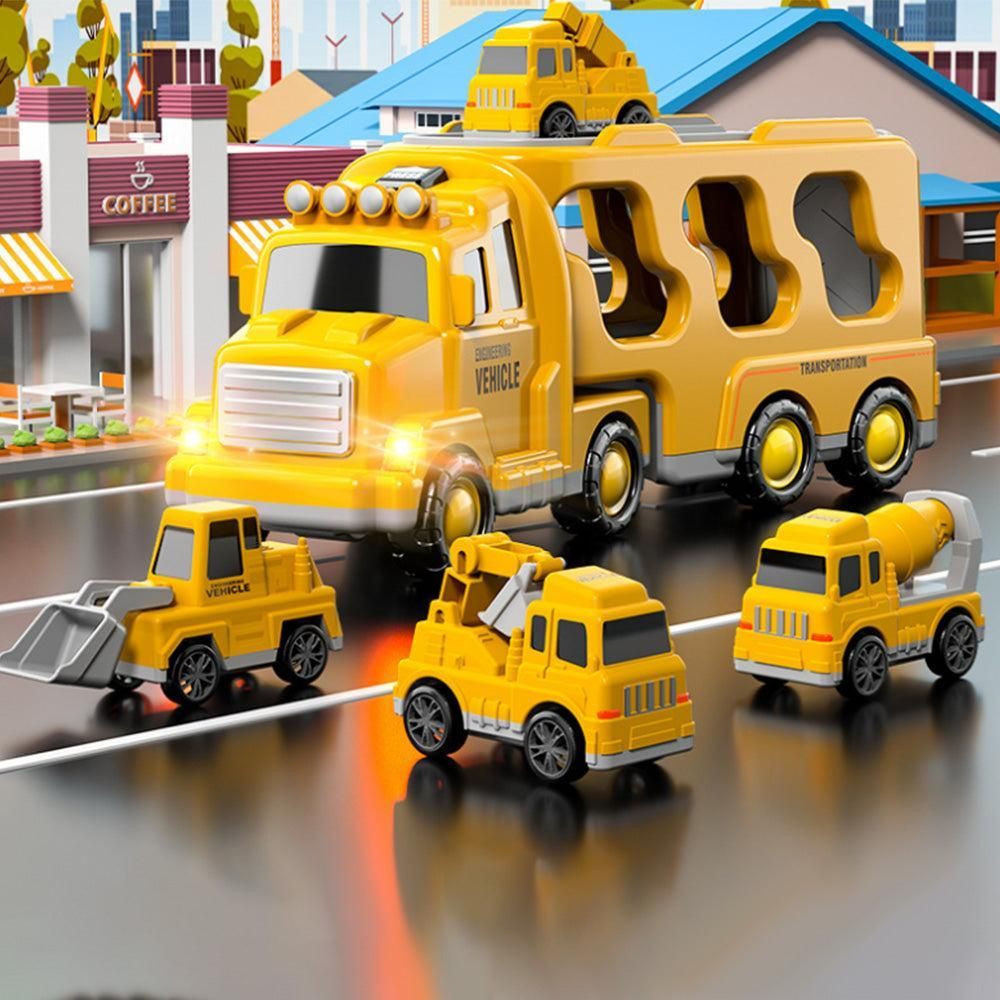Construction Truck Toys with 6 Mini Cars for Electric Carrier Toy Set