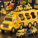 Construction Truck Toys with 6 Mini Cars for Electric Carrier Toy Set