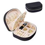 Portable Double Layer Jewelry Organizer Box PU Leather Jewelry Storage Case Green