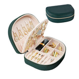 Portable Double Layer Jewelry Organizer Box PU Leather Jewelry Storage Case Black