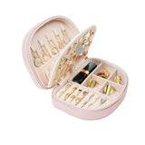 Portable Double Layer Jewelry Organizer Box PU Leather Jewelry Storage Case Pink