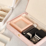 Portable Jewelry Box Storage Organizer for Rings Necklaces & Earrings Pink
